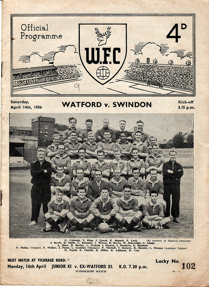 <b>Saturday, April 14, 1956</b><br />vs. Watford (Away)
